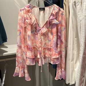 Vici Floral Blouse - Pink and Purple